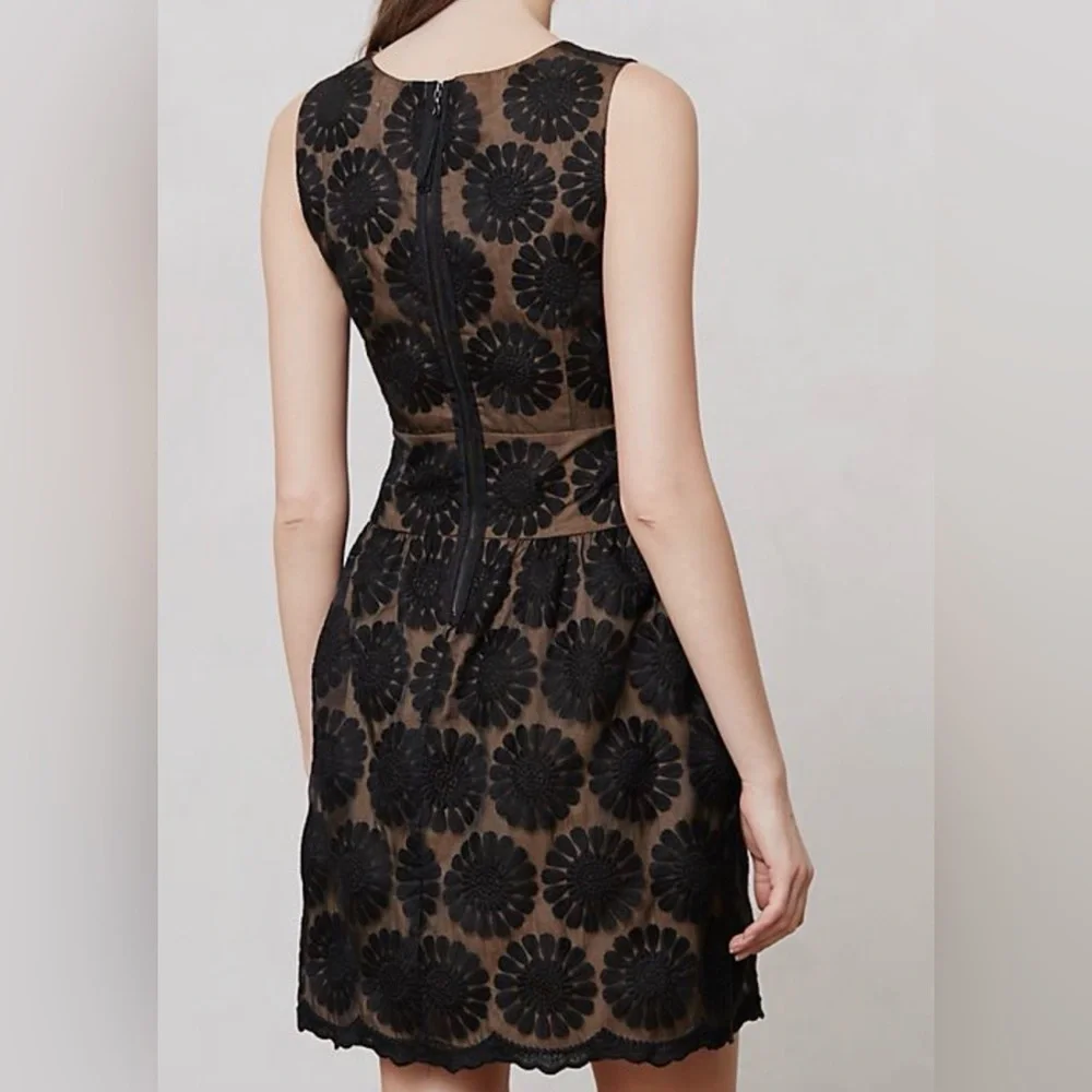 Leifsdottir Fit & Flare Sleeveless Sheer Black Dress with Tan Lining - Picture 2 of 16